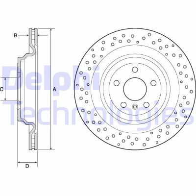Imagem de DELPHI BG4699C Disco de travão 345 22 5 ventilado revestido alto carbono sem o rolamento da roda, anel sensor do ABS MERCEDES BENZ: GLE SUV, GL