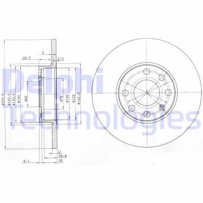 Imagem de DELPHI BG3402 Disco de travão 256 11 4 cheio oleado não tratado sem o rolamento da roda, anel sensor do ABS OPEL: Astra G CC, Caravan