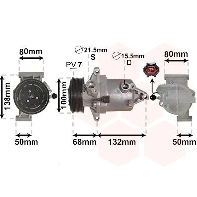 Imagem de VAN WEZEL 1301K703 Compressor CR08b 12 PAG 46 R 134a com uma ficha NISSAN: Juke
