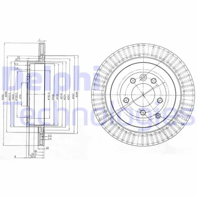 Imagem de DELPHI BG3925C Disco de travão 350 20 5 ventilado revestido não tratado sem o rolamento da roda, anel sensor do ABS