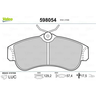Imagem de VALEO 598054 Jogo de pastilhas para travão disco Eixo dianteiro excl. contacto aviso desgaste sem chapa anti ruído