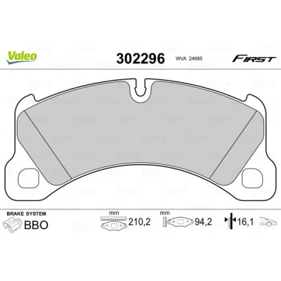 Imagem de VALEO 302296 Jogo de pastilhas para travão disco Eixo dianteiro excl. contacto aviso desgaste com chapa anti ruído PORSCHE: Cayenne
