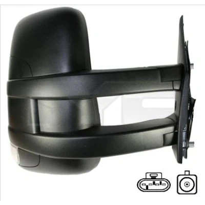Imagem de espelho retrovisor Tyc 315 0017 à direita para regulação manual do espelho, convexo, braço comprido, com antena