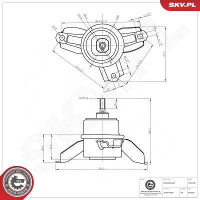 Imagem de ESEN SKV 75SKV281 Suporte, motor à direita Apoio hidráulico Alumínio, Borracha 222mm 160mm KIA: Sportage III