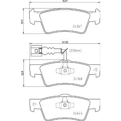 Imagem de BREMBO P 85 163 Jogo de pastilhas para travão disco incl. contacto aviso desgaste com grampo do êmbolo sem acessórios VOLKSWAGEN: Touareg I