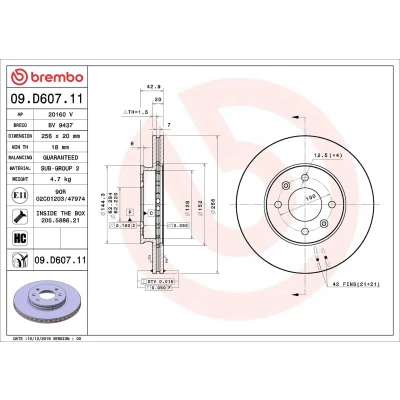 Imagem de Disco de travão BREMBO 09D60711 frente/ventilado/altamente carbonizado/1 peça