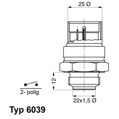 Imagem de WAHLER 6039.95D Interruptor de temperatura, ventilador do radiador M 22 x 1,5 mm com junta VOLKSWAGEN: Polo II Coupe, Golf 3, 4