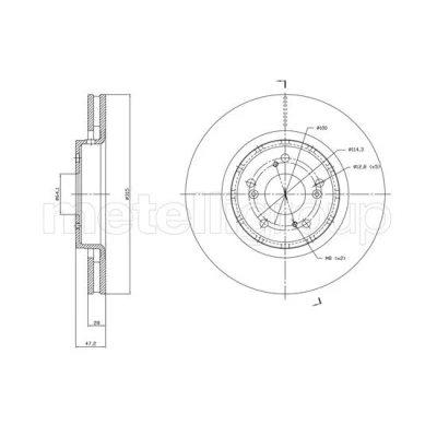 Imagem de METELLI 23 1829C Disco de travão 315,0 28,0 5 64,1 ventilado pintado HONDA: CR V 4