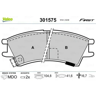 Imagem de VALEO 301575 Jogo de pastilhas para travão disco FIRST Eixo dianteiro incl. contacto aviso desgaste sem chapa anti ruído HYUNDAI: Atos