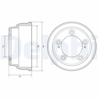 Imagem de DELPHI BF645 Tambor de Travão sem anel sensor do ABS, o rolamento da roda, chumaceira 259