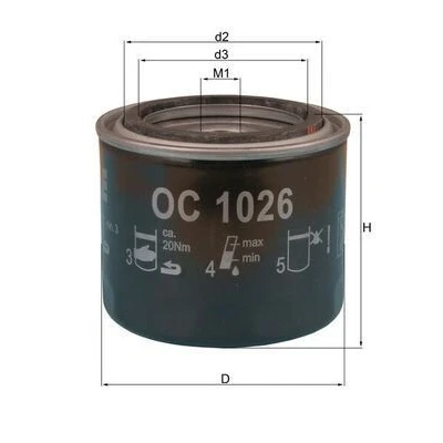 Imagem de MAHLE ORIGINAL OC 1026 Filtro de óleo com uma válvula retenção aparafusado
