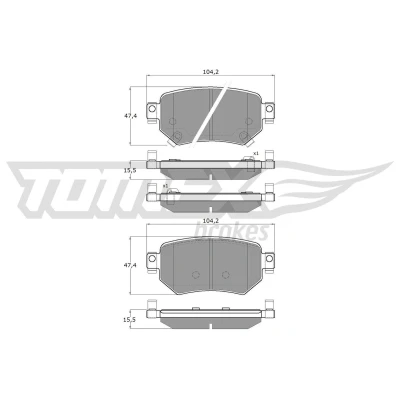 Imagem de TOMEX brakes TX 18 70 Jogo de pastilhas para travão disco Eixo traseiro com avisador sonoro desgaste MAZDA: 6 Sedan, Carrinha