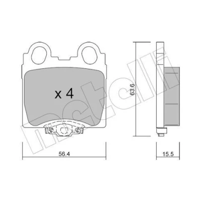Imagem de METELLI 22 0758 0 Jogo de pastilhas para travão disco com avisador sonoro desgaste LEXUS: IS I Sportcross, Sedan, GS II