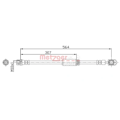 Imagem de METZGER 4116203 Mangueira de Travão 564 F10x1 VOLKSWAGEN: GOLF 5, 6, Caddy 3, AUDI: A3 Hatchback, Sportback, SKODA: Octavia II Hatchback