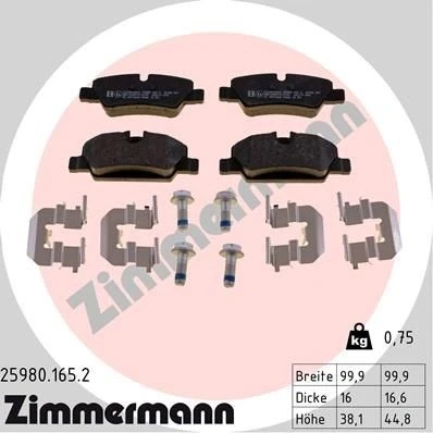 Imagem de ZIMMERMANN 25980.165.2 Jogo de pastilhas para travão disco MINI: Cabrio, Hatchback