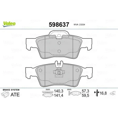 Imagem de VALEO 598637 Jogo de pastilhas para travão disco Eixo traseiro excl. contacto aviso desgaste com chapa anti ruído