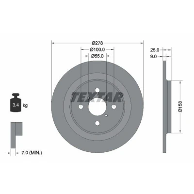 Imagem de TEXTAR PRO 92161903 Disco de travão 278 9 04/06 100 cheio revestido sem pernos fixação da roda, cubo roda TOYOTA: Yaris II Hatchback