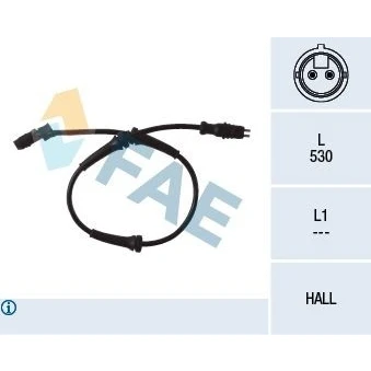 Imagem de FAE 78099 Sensor de ABS Eixo dianteiro Hall 2pólos 530mm RENAULT: MEGANE 2 Kombi, SCENIC 2,