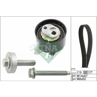 Imagem de INA 530 0607 10 Jogo de correias dentadas 119 RENAULT: Megane 4, Kangoo II Express, DACIA: SANDERO 2, MERCEDES BENZ: Classe A