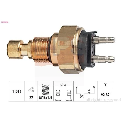 Imagem de EPS 1.850.036 Interruptor de temperatura, ventilador do radiador M16x1,5 Made in Italy OE Equivalent ROVER: 200 Sedan