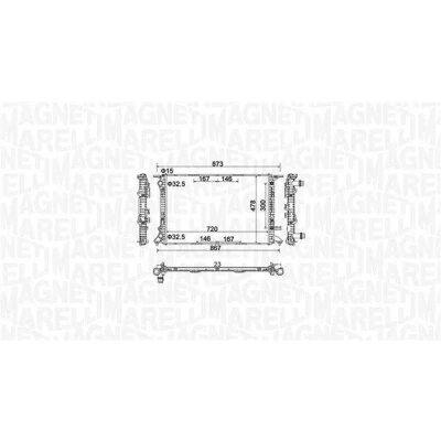 Imagem de MAGNETI MARELLI 350213152100 Radiador, arrefecimento do motor 720 478 23 Aletas de refrigeração unidas mecanicamente AUDI: A4 B8 Avant, Sedan