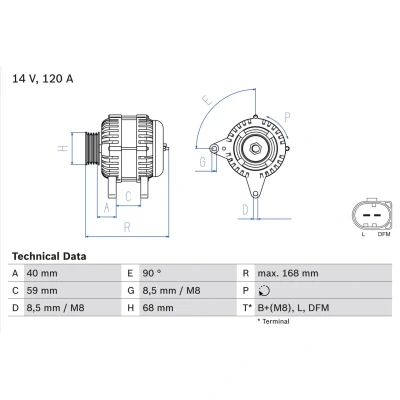 Imagem de BOSCH 0 986 041 140 Alternador 14V 120A VOLVO: S60 I, XC70 I Cross Country, V70