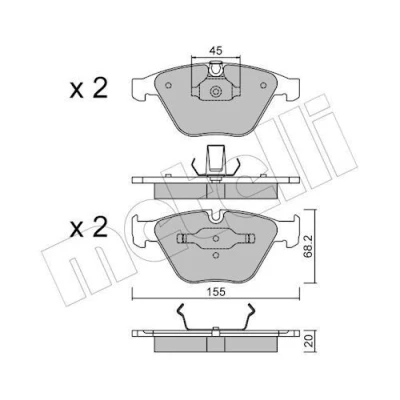 Imagem de METELLI 22 0558 4 Jogo de pastilhas para travão disco preparado indicador aviso desgaste BMW: 3 Touring, Coupe, Sedan