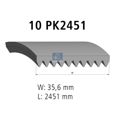 Imagem de DT Spare Parts 1.51502 Correia trapezoidal estriada 2451mm 10
