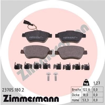 Imagem de ZIMMERMANN 23705.180.2 Jogo de pastilhas para travão disco FIAT: 500 Hatchback, BRAVO 2, Grande Punto ALFA ROMEO: MiTo