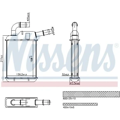 Imagem de NISSENS 707279 Radiador Quente com tubo/cabo VOLKSWAGEN: Transporter 5 Bus