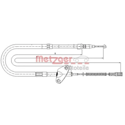 Imagem de METZGER 10.9872 Cabo de Freio Mão traseira esquerda 1845/1028 Travão tambor COFLE MERCEDES BENZ: T1 Camião plataforma/Chassis
