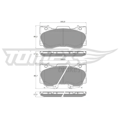 Imagem de TOMEX brakes TX 19 93 Jogo de pastilhas para travão disco Eixo dianteiro com avisador sonoro desgaste FORD USA: Mustang Mk6 Coupe