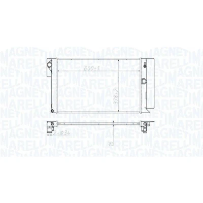 Imagem de MAGNETI MARELLI 350213173100 Radiador, arrefecimento do motor 600mm 378mm 16mm Aletas de refrigeração soldadas TOYOTA: Corolla IX Hatchback