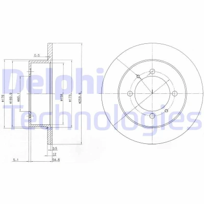 Imagem de DELPHI Disco de travão 12mm 4 cheio oleado não tratado BG3609 5841134110 Discos