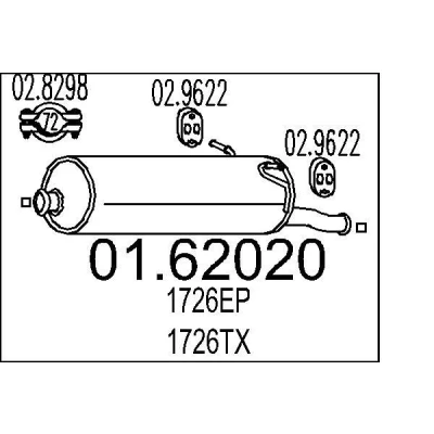 Imagem de MTS 01.62020 Panela de escape traseira 770 CITROËN: Xsara Picasso