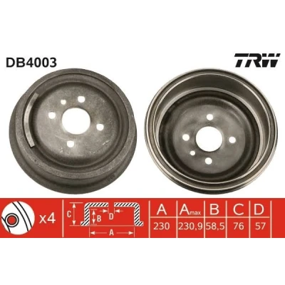 Imagem de TRW DB4003 Tambor de Travão 273 OPEL: Manta A Coupe