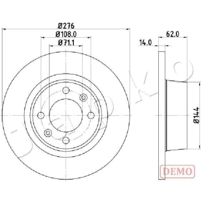Imagem de JAPKO Disco de travão CITROËN: C5 I Hatchback, Carrinha, II Hatchback Eixo traseiro 276mm 14mm 4 cheio pintado 610604C 1618861680,4246W4