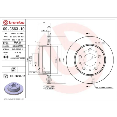 Imagem de BREMBO COATED DISC LINE 09.C663.11 Disco de travão 300 22 5 interior ventilado revestido FIAT: Ducato III Van