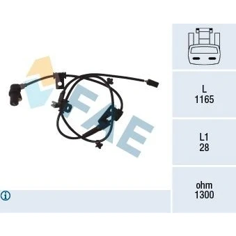 Imagem de FAE 78078 Sensor de ABS Eixo dianteiro, lado direito inductivo 2pólos 1165mm