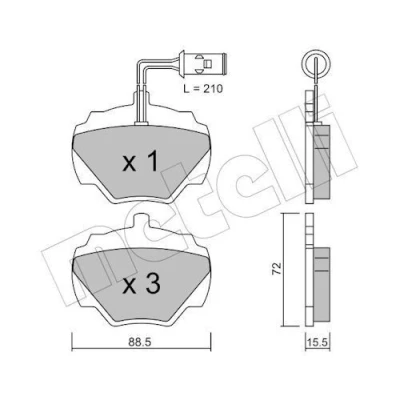 Imagem de METELLI 22 0353 1 Jogo de pastilhas para travão disco preparado indicador aviso desgaste LAND ROVER: Discovery 1, Range Rover