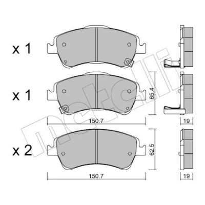Imagem de METELLI 22 0795 0 Jogo de pastilhas para travão disco com avisador sonoro desgaste TOYOTA: Auris Hatchback, Corolla XI Sedan, X Sedan