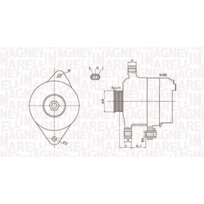 Imagem de MAGNETI MARELLI 063731892010 Alternador 12V 90A TOYOTA: Yaris I Hatchback
