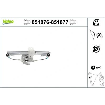 Imagem de Valeo Elevador de vidro traseira esquerda elétrico sem motor função conforto 851876 RENAULT: CLIO 2