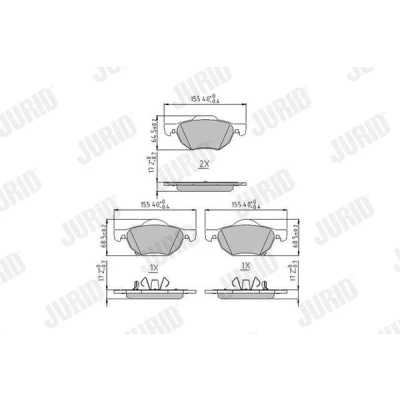 Imagem de JURID 572480J Jogo de pastilhas para travão disco com avisador sonoro desgaste grampo do êmbolo sem acessórios HONDA: Accord 7 Limousine