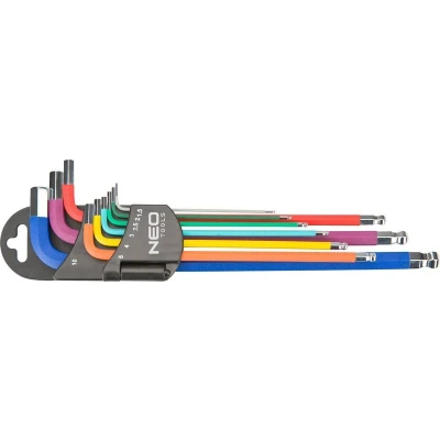 Imagem de NEO TOOLS 09 512 Kit de chaves parafusos angulares 1.5,2,2.5,3,4,5, 6,8,10 mm Aço para ferramentas 9