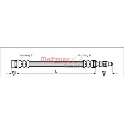 Imagem de METZGER 4114712 Mangueira de Travão 472 M10 x 1 PEUGEOT: 806, FIAT: Scudo I Van