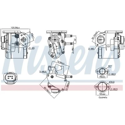 Imagem de NISSENS 98236 Válvula EGR sem radiador da recirculação dos gases de escape VOLKSWAGEN: Golf 5, Polo IV Hatchback, Passat B6 Sedan, AUDI: A3 Sportback