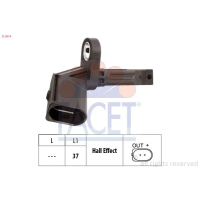 Imagem de FACET 21.0014 Sensor de ABS AUDI: A6 C5 Avant, A7 Sportback, A4 B8 Avant