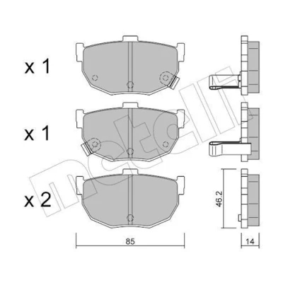 Imagem de METELLI 22 0362 0 Jogo de pastilhas para travão disco com avisador sonoro desgaste HYUNDAI: Coupe II, COUPE, LANTRA 2, KIA: Cerato Hatchback