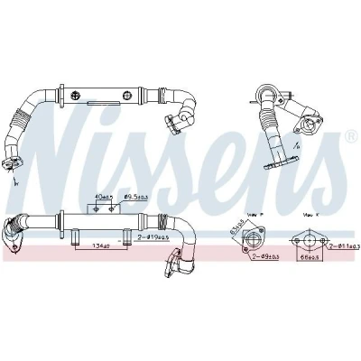 Imagem de NISSENS 989428 Radiador EGR sem &#039;bypass&#039; de vácuo NISSAN: NP300 Navara Camião plataforma / Chassis
